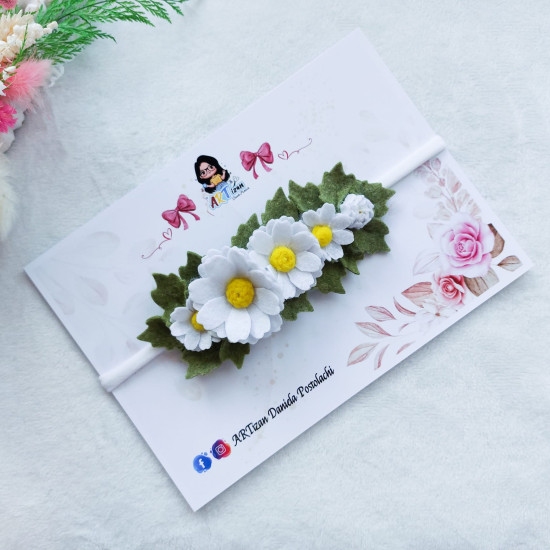 Bentiță / Cordeluță margarete din fetru 3