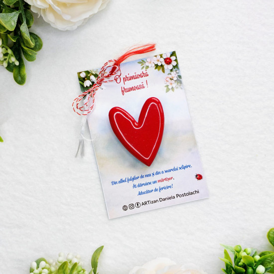 Broșă mărțișor Inima rosie