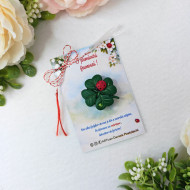 Broșă mărțișor trifoi cu buburuza 