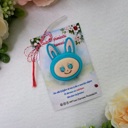 Broșă mărțișor Labubu turcoaz 