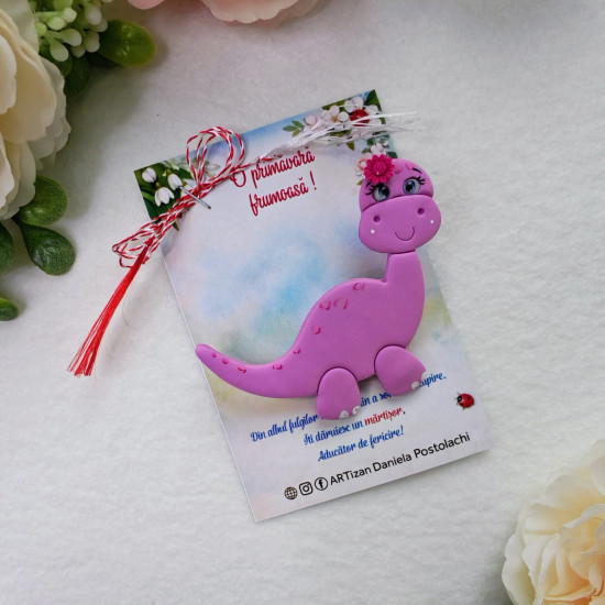 Broșă mărțișor Dino girl