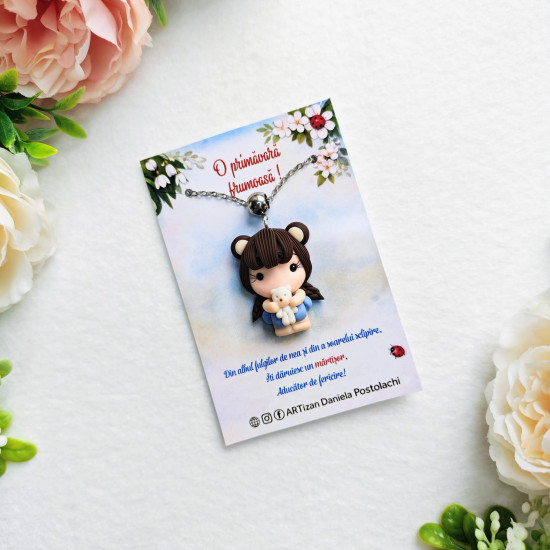 Pandantiv Fetiță cu ursuleț 2